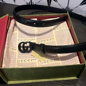 Black Gucci belt with original box and bag